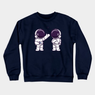 Cute Astronaut Friend Talking Space Cartoon Crewneck Sweatshirt